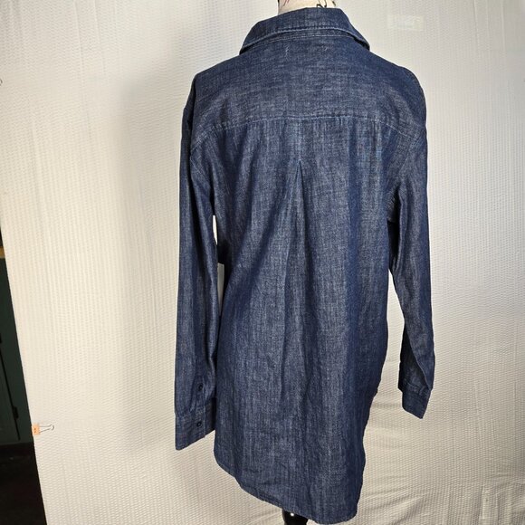 Liz Claiborne Women's Size L Long Sleeve Button Up V-Neck Denim Tunic Top NWT - Picture 3 of 11
